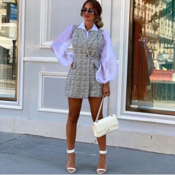 Zara Tweed Overall Dress Romper - Picture 5 of 8